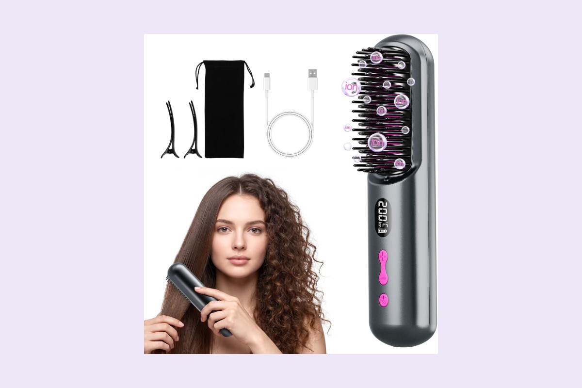 Brosse chauffante sans fil pour cheveux courts, type Cocoony